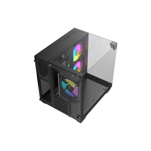 Корпус AOC CG389B 3F M-ATX/ITX 1xUSB2.0 1xUSB3.0 1xType-C 1xAudio/Mic 1x3.5" 2x2.5" Черный (поддержка материнских плат форм-фактора M-ATX (uATX/compact-MATX) размером до 244×185мм) AOC-CG389-BF3V1R0T3-G