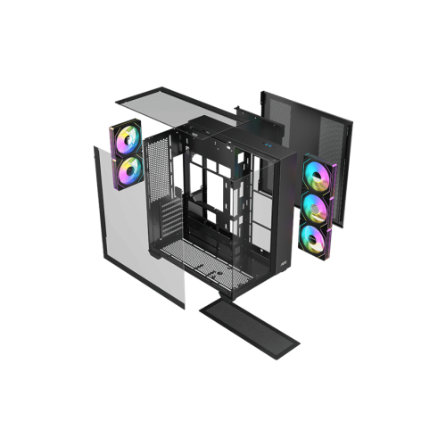 Корпус AOC CG409B 5F ATX/M-ATX/ITX 2xUSB3.0 1xType-C 1xAudio/Mic 1x3.5" 2x2.5" Черный AOC-CG409-BF5V1R0T3-G