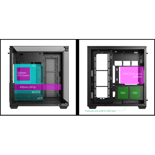 Корпус AOC CG409B 5F ATX/M-ATX/ITX 2xUSB3.0 1xType-C 1xAudio/Mic 1x3.5" 2x2.5" Черный AOC-CG409-BF5V1R0T3-G