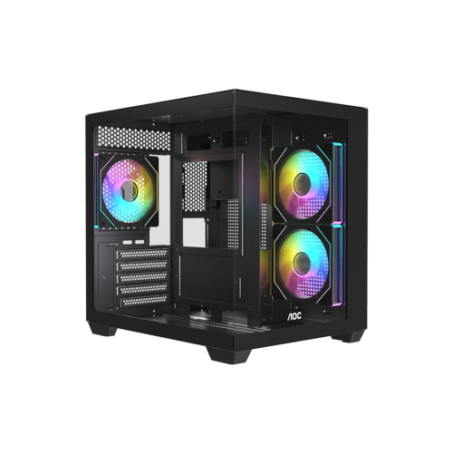 Корпус AOC CG391B 3F M-ATX/ITX 1xUSB2.0 1xUSB3.0 1xType-C 1xAudio/Mic 1x3.5" 3x2.5" Черный (поддержка материнских плат форм-фактора M-ATX (uATX/compact-MATX) размером до 244×185мм) AOC-CG391-BF3V1R0T2-G
