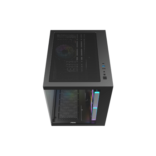 Корпус AOC CG391B 3F M-ATX/ITX 1xUSB2.0 1xUSB3.0 1xType-C 1xAudio/Mic 1x3.5" 3x2.5" Черный (поддержка материнских плат форм-фактора M-ATX (uATX/compact-MATX) размером до 244×185мм) AOC-CG391-BF3V1R0T2-G