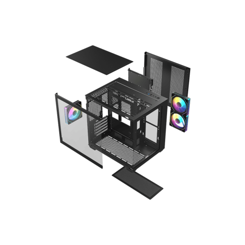 Корпус AOC CG391B 3F M-ATX/ITX 1xUSB2.0 1xUSB3.0 1xType-C 1xAudio/Mic 1x3.5" 3x2.5" Черный (поддержка материнских плат форм-фактора M-ATX (uATX/compact-MATX) размером до 244×185мм) AOC-CG391-BF3V1R0T2-G