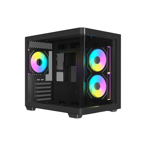Корпус AOC CG350B 3F M-ATX/ITX 1xUSB2.0 1xUSB3.0 1xType-C 1xAudio/Mic 1x3.5" 2x2.5" Черный (поддержка материнских плат форм-фактора M-ATX (uATX/compact-MATX) размером до 244×185мм) AOC-CG350-BF3V1R0W2-G