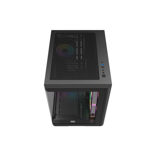 Корпус AOC CG350B 3F M-ATX/ITX 1xUSB2.0 1xUSB3.0 1xType-C 1xAudio/Mic 1x3.5" 2x2.5" Черный (поддержка материнских плат форм-фактора M-ATX (uATX/compact-MATX) размером до 244×185мм) AOC-CG350-BF3V1R0W2-G