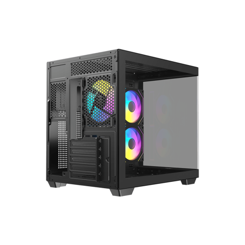 Корпус AOC CG350B 3F M-ATX/ITX 1xUSB2.0 1xUSB3.0 1xType-C 1xAudio/Mic 1x3.5" 2x2.5" Черный (поддержка материнских плат форм-фактора M-ATX (uATX/compact-MATX) размером до 244×185мм) AOC-CG350-BF3V1R0W2-G