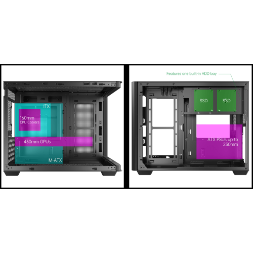 Корпус AOC CG355B 3F M-ATX/ITX 2xUSB3.0 1xType-C 1xAudio/Mic 1x3.5" 2x2.5" Черный AOC-CG355-BF3V1R0W2-G