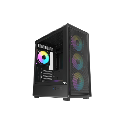 Корпус AOC CG450B 4F M-ATX/ITX 1xUSB2.0 1xUSB3.0 1xType-C 1xAudio/Mic 1x3.5" 2x2.5" Черный AOC-CG450-BF4V1R0UD-G