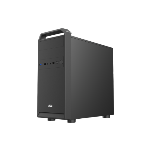 Корпус AOC CB104B M-ATX/ITX 2xUSB2.0 1xUSB3.0 1xAudio 1xMic 2x2.5" 2x3.5" 5.25" Optical Drive Bay, Kensington, Padlock - петля для навесного замка, Черный AOC-CB104-BEV1B-G