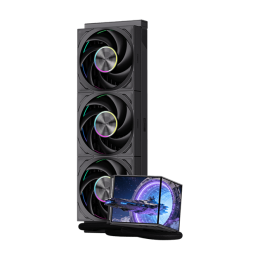 Водяное охлаждение для CPU PCCooler DX360Pro ARGB Display BK TDP 320W 115X/1200/1700/1851/AM4/AM5, Pump: 2600RPM±10%, 15dB(A), Fan: 500~3000 RPM±10%, 83CFM, 15~33.1 dB(A), IPS, 4 in×2, 480×480, Черный