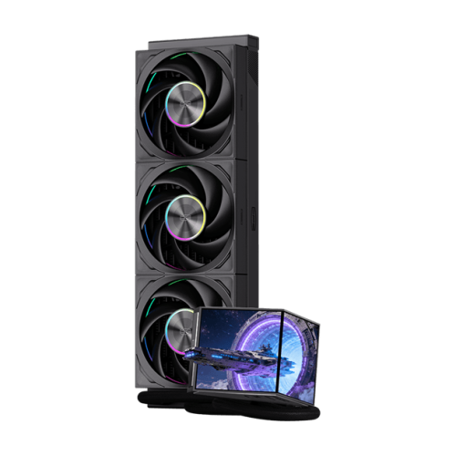 Водяное охлаждение для CPU PCCooler DX360Pro ARGB Display BK TDP 320W 115X/1200/1700/1851/AM4/AM5, Pump: 2600RPM±10%, 15dB(A), Fan: 500~3000 RPM±10%, 83CFM, 15~33.1 dB(A), IPS, 4 in×2, 480×480, Черный