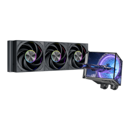Водяное охлаждение для CPU PCCooler DX360Pro ARGB Display BK TDP 320W 115X/1200/1700/1851/AM4/AM5, Pump: 2600RPM±10%, 15dB(A), Fan: 500~3000 RPM±10%, 83CFM, 15~33.1 dB(A), IPS, 4 in×2, 480×480, Черный