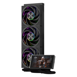Водяное охлаждение для CPU PCCooler DT360 Max ARGB Display BK TDP 350W 115X/1200/1700/1851/AM4/AM5, Pump: 2600RPM±10%, 15dB(A), Fan: 500~3000RPM±10%, 83CFM, 15~33.1 dB(A), IPS, 5in, 1280x720, Черный
