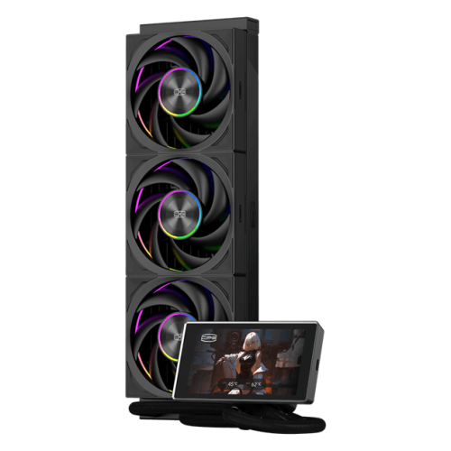 Водяное охлаждение для CPU PCCooler DT360 Max ARGB Display BK TDP 350W 115X/1200/1700/1851/AM4/AM5, Pump: 2600RPM±10%, 15dB(A), Fan: 500~3000RPM±10%, 83CFM, 15~33.1 dB(A), IPS, 5in, 1280x720, Черный