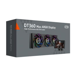Водяное охлаждение для CPU PCCooler DT360 Max ARGB Display BK TDP 350W 115X/1200/1700/1851/AM4/AM5, Pump: 2600RPM±10%, 15dB(A), Fan: 500~3000RPM±10%, 83CFM, 15~33.1 dB(A), IPS, 5in, 1280x720, Черный