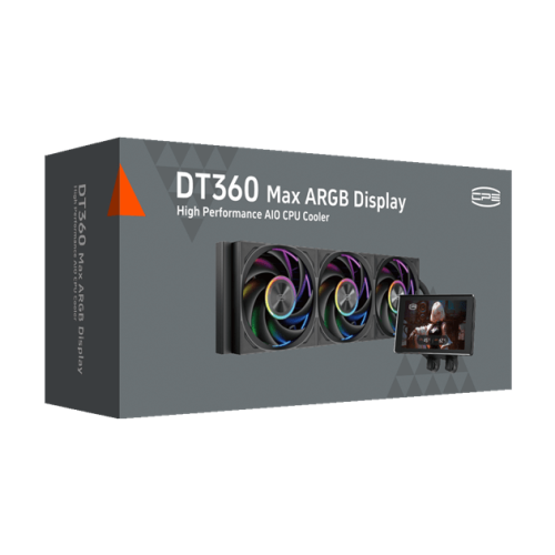 Водяное охлаждение для CPU PCCooler DT360 Max ARGB Display BK TDP 350W 115X/1200/1700/1851/AM4/AM5, Pump: 2600RPM±10%, 15dB(A), Fan: 500~3000RPM±10%, 83CFM, 15~33.1 dB(A), IPS, 5in, 1280x720, Черный