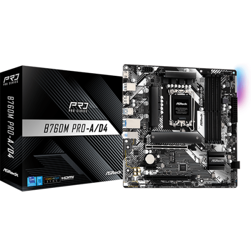 Материнская плата ASRock B760M PRO-A/D4 LGA1700 4xDDR4 4xSATA RAID 2xM.2 Type-C HDMI DP mATX
