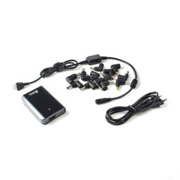 Универсальное зарядное устройство для ноутбуков, SVC, NUC-08-100W, 100Вт, USB 5В(2A), Автоматическая регулировка напряжения, 13 насадок, Индикатор работы, Эргономичный дизайн, Ультра-компактный размер, Чёрный