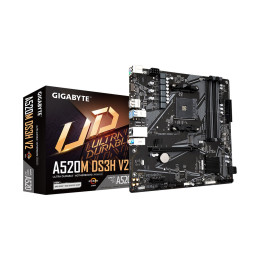 Материнская плата, Gigabyte, A520M DS3H V2 (4719331854690), AM4, А520, 4xDDR4 2400/2667/3200/4733(OC), 4xSATA3, 1xM.2 (PCIe 3.0 x4/x2), 1xHDMI, 1xDP, 1xPCI-Ex16, 1xPCI-Ex1, mATX