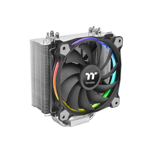Кулер для процессора, Thermaltake, Riing Silent 12 RGB Sync, CL-P052-AL12SW-A, CPU Socket и Intel LGA 2066/2011-3/2011/1366/1200/1156/115x/775 и AMD AM4/FM2/FM1/AM3+/AM3/AM2+/AM2, TDP 150W, RGB 120мм вентилятор, 500-1500 об/м, 53 CFM, 22 dB(A), 4pin, 159х