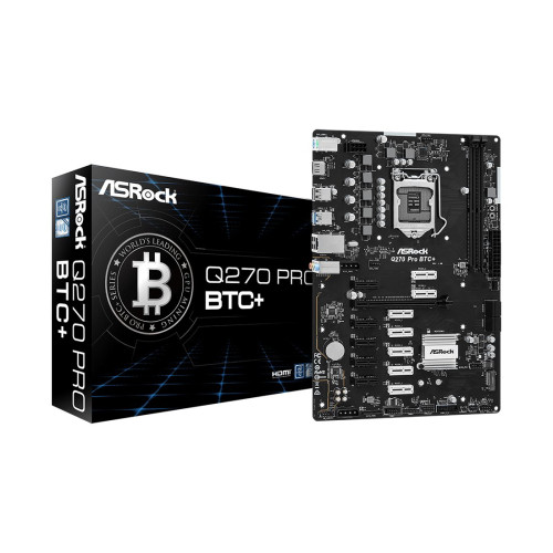 Материнская плата, ASRock, Q270 PRO BTC+ (4710483935473), LGA1151, iQ270, 2xDDR4 2400/2133, 4xSATA3, 1xM.2 SATA3, Raid, 1xHDMI, 1xPCI-Ex16, 12xPCI-Ex1, ATX