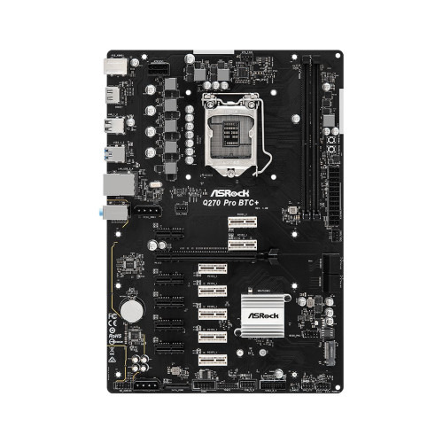 Материнская плата, ASRock, Q270 PRO BTC+ (4710483935473), LGA1151, iQ270, 2xDDR4 2400/2133, 4xSATA3, 1xM.2 SATA3, Raid, 1xHDMI, 1xPCI-Ex16, 12xPCI-Ex1, ATX