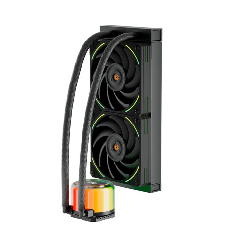 Кулер с водяным охлаждением, 1STPLAYER, CC 240 BLACK, Intel: 115X/1366/2011/1700 и AMD: AM5/AM4/AM3/AM2/FM1/FM2/FM3, TDP 250W, 2*120мм, 800-2000 об/мин, 30dB(A), 71.18 CFM, 3-pin ARGB/4-pin ARGB, 27711927 мм, Чёрный