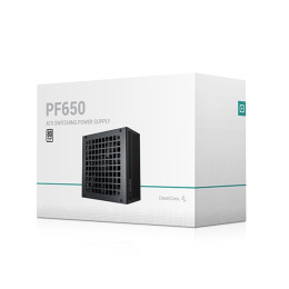 Блок питания, Deepcool, PF650 R-PF650D-HA0B-WDEU, 650W, ATX, White, APFC, 20+4 pin, 2*4+4pin, 6*Sata, 2*Molex, 4*PCI-E 6+2 pin, Вентилятор 12см, Кабель питания, Чёрный