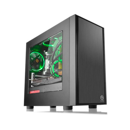 Компьютерный корпус, Thermaltake, Versa h17/win, CA-1J1-00S1WN-00, ATX, Micro-Tower, M-ATX/M-ITX, USB3.0*1/2.0*2, HD-Audio, Кулер 12см, Высота процессорного Кулера 155мм, Длина VGA до 350 мм, 2*5.25"/2*3.5", Сталь, Закаленное стекло*1, 390*205*380, Без Б/
