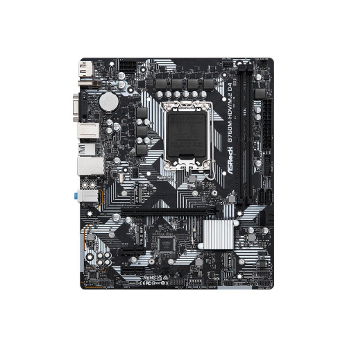 Материнская плата, ASRock, B760M-HDV/M.2 D4 (4710483942020), LGA1700, iB760, 2xDDR4 3200/5333+(OC), 4xSATA3, 2xM.2 (PCI-E 4.0x4, PCI-E 3.0x4 или SATA), Raid, 1xD-Sub, 1xDP, 1xHDMI, 1xPCI-Ex16, 2xPCI-Ex1, mATX