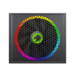 Блок питания, Gamemax, RGB 550W Rainbow, 210604500049, 550W, ATX, Gold, APFC, 20+4 pin, 4+4pin, 6*Sata, 3*Molex, 1*FDD, 2*PCI-E 6+2 pin, Modular, Вентилятор 14 см, Подсветка RGB, Чёрный