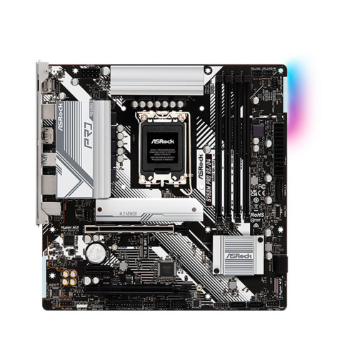 Материнская плата, ASRock, B760M PRO RS/D4 (4710483941702), LGA1700, iB760, 4xDDR4 3200/5333+(OC), 4xSATA3, 2xM.2 (PCI-E 4.0x4), Raid, 1xDP, 1xHDMI, 2xPCI-Ex16, 1xPCI-Ex1, mATX