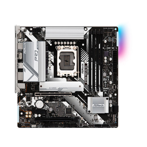 Материнская плата, ASRock, B760M PRO RS/D4 (4710483941702), LGA1700, iB760, 4xDDR4 3200/5333+(OC), 4xSATA3, 2xM.2 (PCI-E 4.0x4), Raid, 1xDP, 1xHDMI, 2xPCI-Ex16, 1xPCI-Ex1, mATX