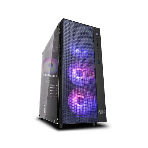 Компьютерный корпус, Deepcool, MATREXX 55 MESH V4, R-MATREXX55-BKAGA4-G-4, ATX/Micro ATX, USB 3.0*2, HD-Audio, Кулер 1*120мм/3*140мм ARGB, Высота процессорного кулера до 165мм, Длина VGA до 370мм, 2*3.5"/3*2.5", Сталь 0,6, 421х215х483мм, Без Б/П,Чёрный