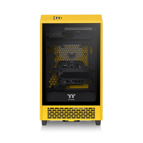 Компьютерный корпус, Thermaltake, The Tower 200 Bumblebee, CA-1X9-00S4WN-00, Mini Tower, Mini-ITX, USB 3.0*2/Type C*1, HD-Audio+Mic, Кулер 2*140 мм, Высота процессорного кулера до 200 мм, Длина VGA до 380 мм, 2*3,5"/2*2,5", Сталь, 3мм Закаленное стекло*1,