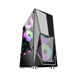 Компьютерный корпус, 1STPLAYER, DK-3-BK-1F5M-2F5S, Mid-Tower, ATX/M-ATX/M-ITX, USB3.0*1, USB2.0*2, HD AUDIO, 3*120мм F5 RGB вентилятор, Высота процессорного кулера до 155мм, Длина VGA до 290мм, 1*3,5/1*2,5 или 2*3,5, Сталь/Пластик/Закаленное стекло, 380x1