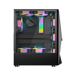 Компьютерный корпус, 1STPLAYER, DK-3-BK-1F5M-2F5S, Mid-Tower, ATX/M-ATX/M-ITX, USB3.0*1, USB2.0*2, HD AUDIO, 3*120мм F5 RGB вентилятор, Высота процессорного кулера до 155мм, Длина VGA до 290мм, 1*3,5/1*2,5 или 2*3,5, Сталь/Пластик/Закаленное стекло, 380x1