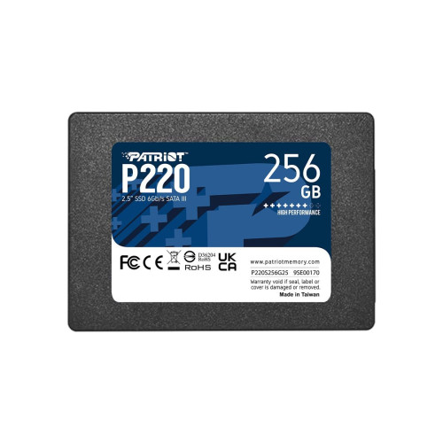 Твердотельный накопитель SSD, Patriot, P220 P220S256G25, 256GB, SATA III, 550/490 Мб/с