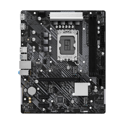 Материнская плата, ASRock, B760M-H2/M.2 (4710483944215), LGA1700, iB760, 2xDDR5 5200/5600/7200+(OC), 4xSATA3, 2xM.2 (PCI-E 4.0x4), Raid, 2xHDMI, 1xPCI-Ex16, 2xPCI-Ex1, mATX