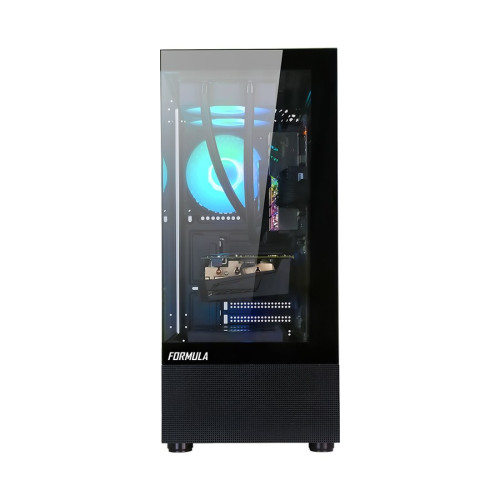 Компьютерный корпус, Formula V, Crystal Z1+ Black, ATX/micro ATX/mini-ITX, USB Type C/3.0/2.0, HD-Audio+Mic, Кулер 3*120мм ARGB, Высота процессорного кулера до 165мм, Длина VGA до 300мм, 1*3.5"/2*2.5", Толщина 0,5мм, 346x212x487мм, Без Б/П, Чёрный