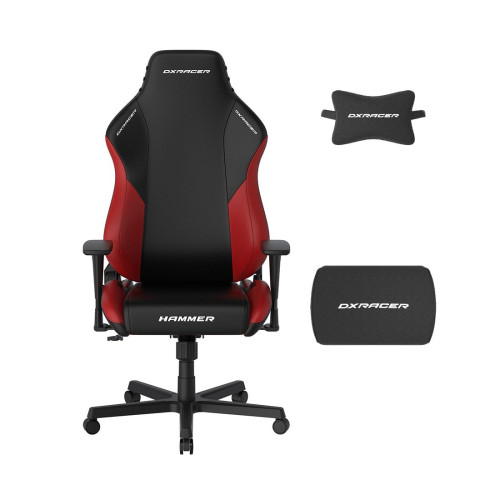 Игровое компьютерное кресло, DX Racer, GC/LHE23LTA/NR, Hammer series, Рекомендуемый рост: до 190 см, Рекомендуемый вес: до 115 кг, Эко-кожа, Угол наклона до 135°, 3D подлокотники, Нейлоновая основа кресла, Механизм качания: топ-ган, ,Черно-красный