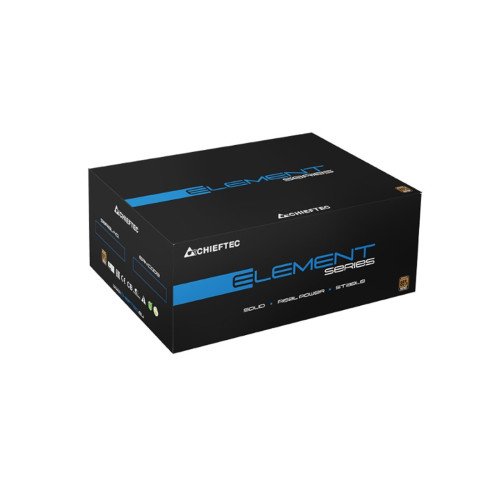 Блок питания, Chieftec, Element ELP-500S, 500W, ATX, APFC, non-Modular, 20+4pin, 4+4pin, 3*Sata, 2*Molex, PCI-E 6+2 pin, Вентилятор 12см, Черный