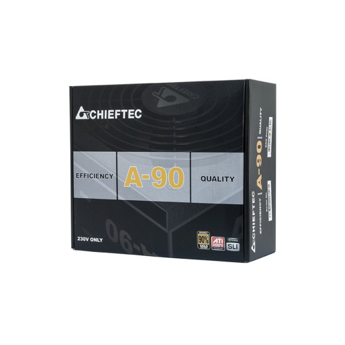 Блок питания, Chieftec, A-90 GDP-550C, 550W, ATX, APFC, Gold, Semi Modular, 20+4pin, 4+4pin, 6*Sata, 3*Molex, 2*PCIe 6+2-pin, Вентилятор 14см, Черный