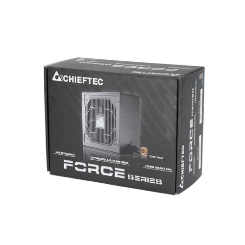 Блок питания, Chieftec, Force CPS-500S, 500W, ATX, APFC, Bronze, non-Modular, 20+4pin, 4+4pin, 4*Sata, 2*Molex, 2*PCIe 6+2-pin, Вентилятор 12см, Черный