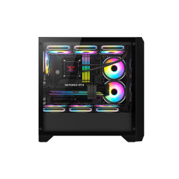 Компьютерный корпус, Huntkey, GX750A, ATX/Micro ATX, USB 1*3.0/2*2.0, HD-Audio, Кулер 3*12см RGB, Высота процессорного кулера до 165 мм, Длина VGA до 415мм, 2*3.5