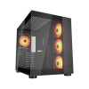 Компьютерный корпус, Cougar, FV150 RGB, ATX/Micro ATX/Mini ITX, USB 1*Type C/2*3.0, 4 Pole Headset Audio, Кулер 4*12см ARGB, Высота процессорного кулера до 180 мм, Длина VGA до 400мм, 2*3.5"/1+1*2.5", Слот 7+3, Толщина 0,6мм, 400x300x420мм, Без Б/П, Чёрны
