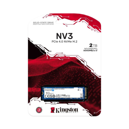 Твердотельный накопитель SSD, Kingston, NV3 SNV3S/2000G, 2000GB, M.2 NVMe PCIe 4.0x4, 6000/5000Мб/с