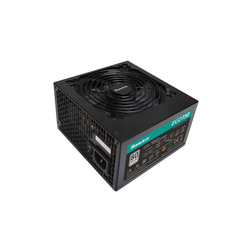 Блок питания, Huntkey, ECO750, 750W, ATX, APFC, 20+4 pin, 2*4+4pin, 3*Sata, 3*Molex, 2*PCI-E 6+2 pin, Вентилятор 12см, Кабель питания, Чёрный