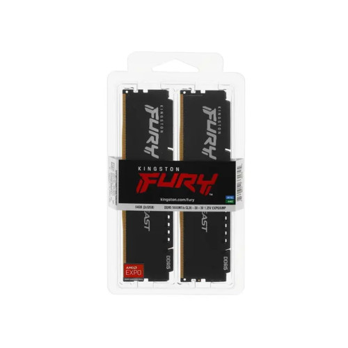 Комплект модулей памяти, Kingston, FURY Beast Black EXPO KF556C36BBEK2-64, DDR5, 64GB (Kit 2x32GB), DIMM <PC5-44800/5600MHz>