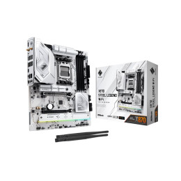 Материнская плата, ASRock, X870 STEEL LEGEND WIFI (4710483949340), AM5, X870, 4xDDR5 8000+(OC), 4xSATA3, 3xM.2 (PCIe Gen4x4), 1xHDMI, 2xUSB4 Type-C®, 2xPCI-Ex16, WiFi, ATX