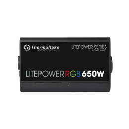 Блок питания, Thermaltake, Litepower RGB 650W, PS-LTP-0650NHSANE-1, 650W, ATX, APFC, 20+4 pin, 4+4pin, 5*Sata, 6*Molex, 2*PCI-E 6+2-pin, FDD, Non-modular, Вентилятор RGB 12 см, 150х86х140мм, Чёрный
